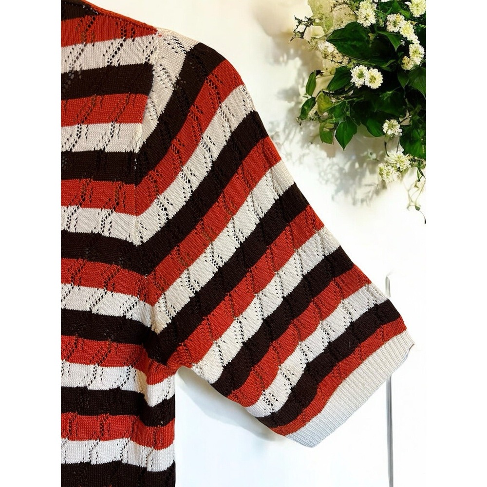 Wardrobe Brand Knit Top Short-Sleeve Crew Neck Sz Med Vintage Vibes - Picture 5 of 15